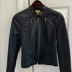 Caslon Black faux Leather Jacket with Zipper Accents